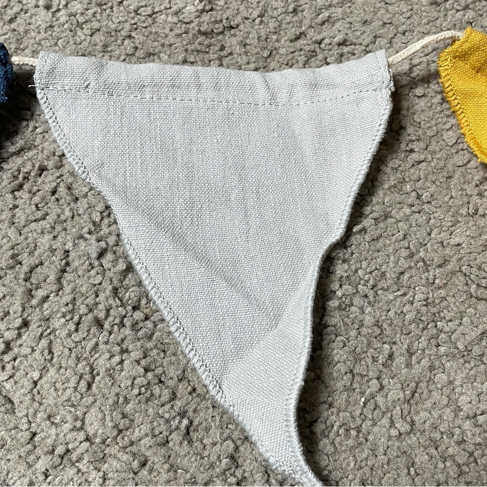 H&M Home Penant With Bunting Kids Baby Room Muted Colors Yellow Pink Blue‎ Gray - Picture 5 of 10